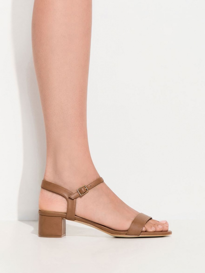 Charles & Keith Basic Open-Kappe Sandalen Absatz Braun | 905QLRHBW