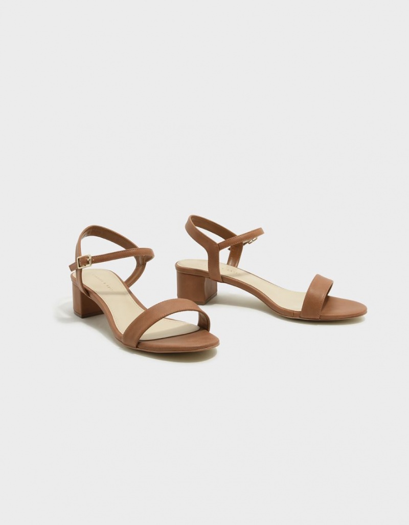 Charles & Keith Basic Open-Kappe Sandalen Absatz Braun | 905QLRHBW