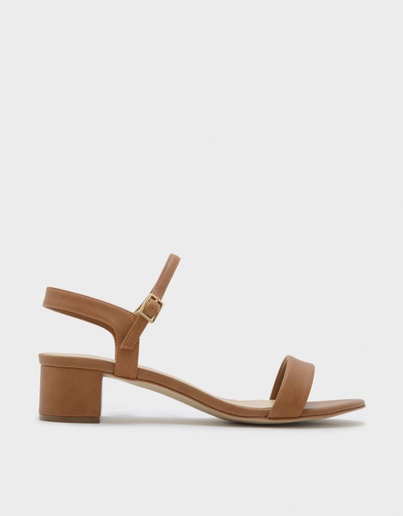 Charles & Keith Basic Open-Kappe Sandalen Absatz Braun | 905QLRHBW