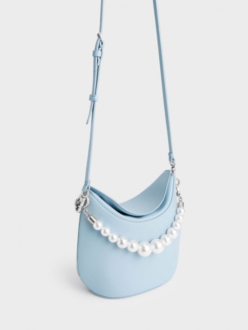 Charles & Keith Bead-Embellished Knotted Handtasche Hellblau | 691EPBAUJ