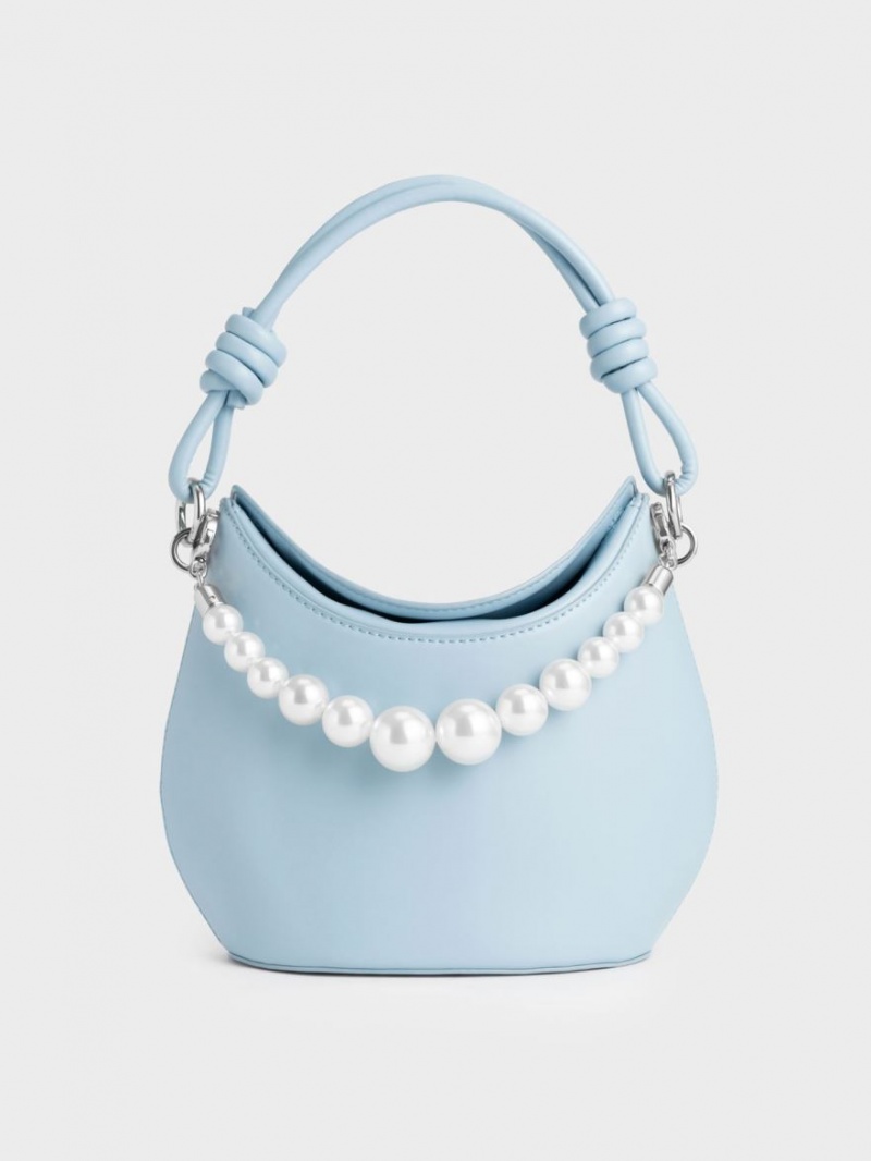 Charles & Keith Bead-Embellished Knotted Handtasche Hellblau | 691EPBAUJ