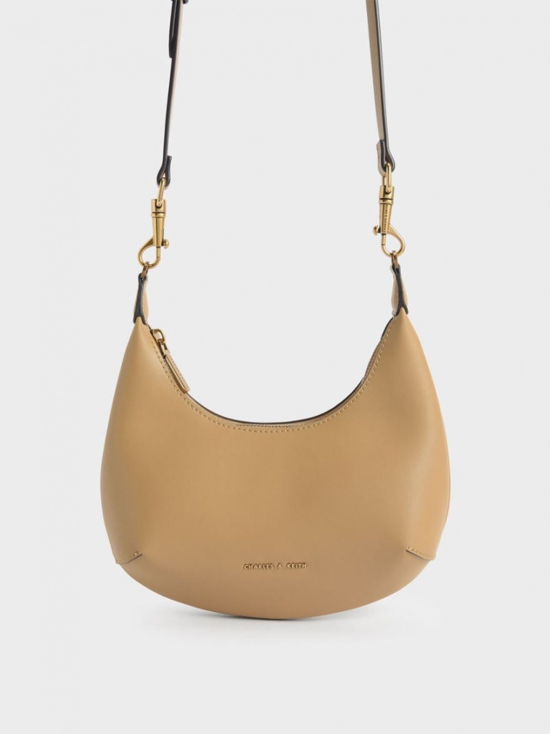 Charles & Keith Beaded Handle Hobo Tasche Beige | 713RBFXUH