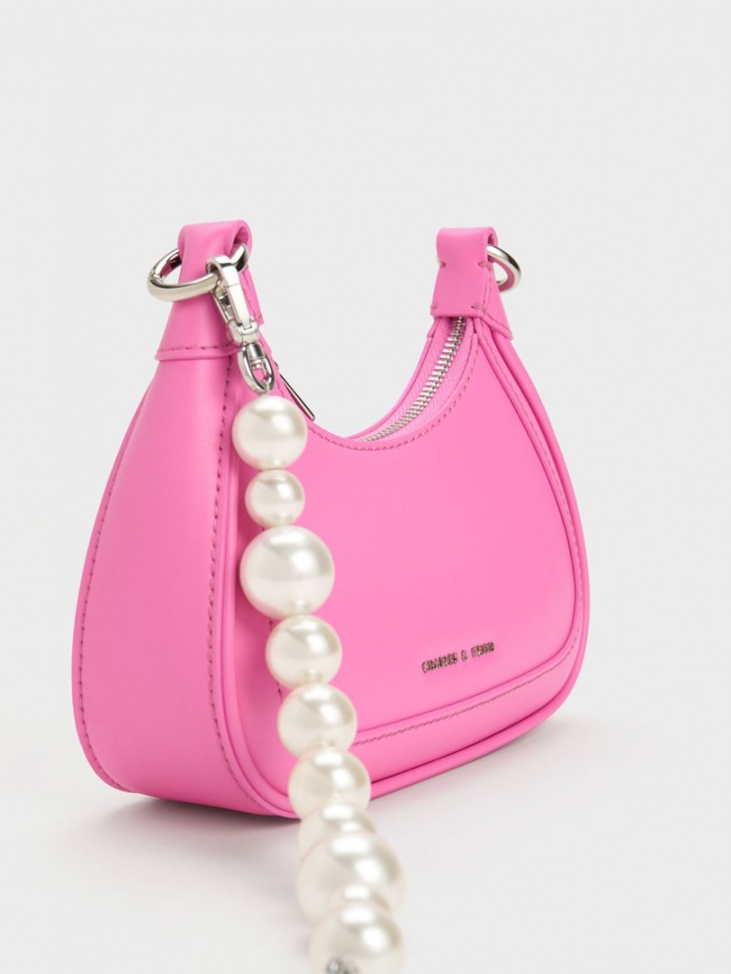 Charles & Keith Beaded Handle Hobo Tasche Rosa | 901LPJDZE