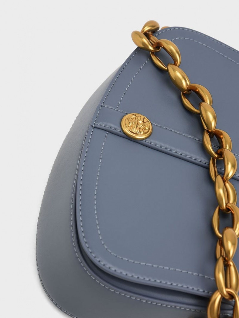 Charles & Keith Blair Chain Handle Schultertaschen Blau | 094FPKVXE