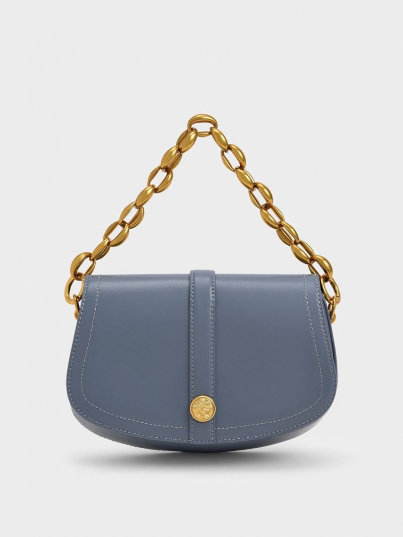 Charles & Keith Blair Chain Handle Schultertaschen Blau | 094FPKVXE