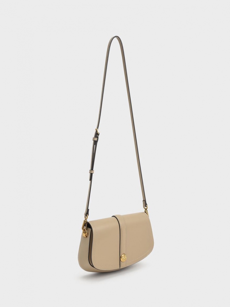 Charles & Keith Blair Chain Handle Schultertaschen Beige | 170XMBFZN