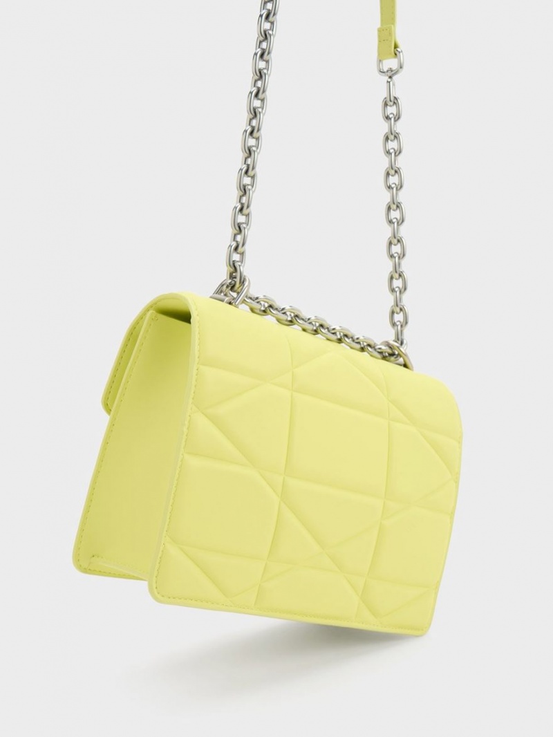 Charles & Keith Blanche Chevron Chain Handtasche Gelb | 459QDNKWL