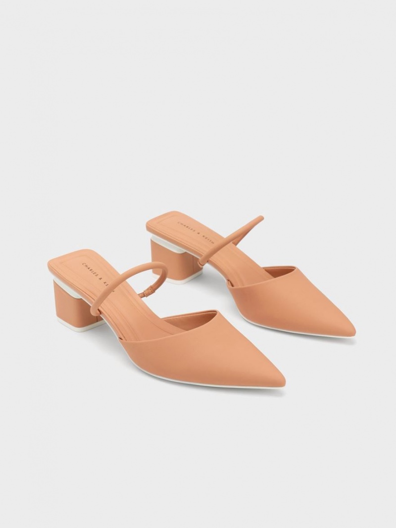 Charles & Keith Block Heel Mules Braun | 062NKZURJ