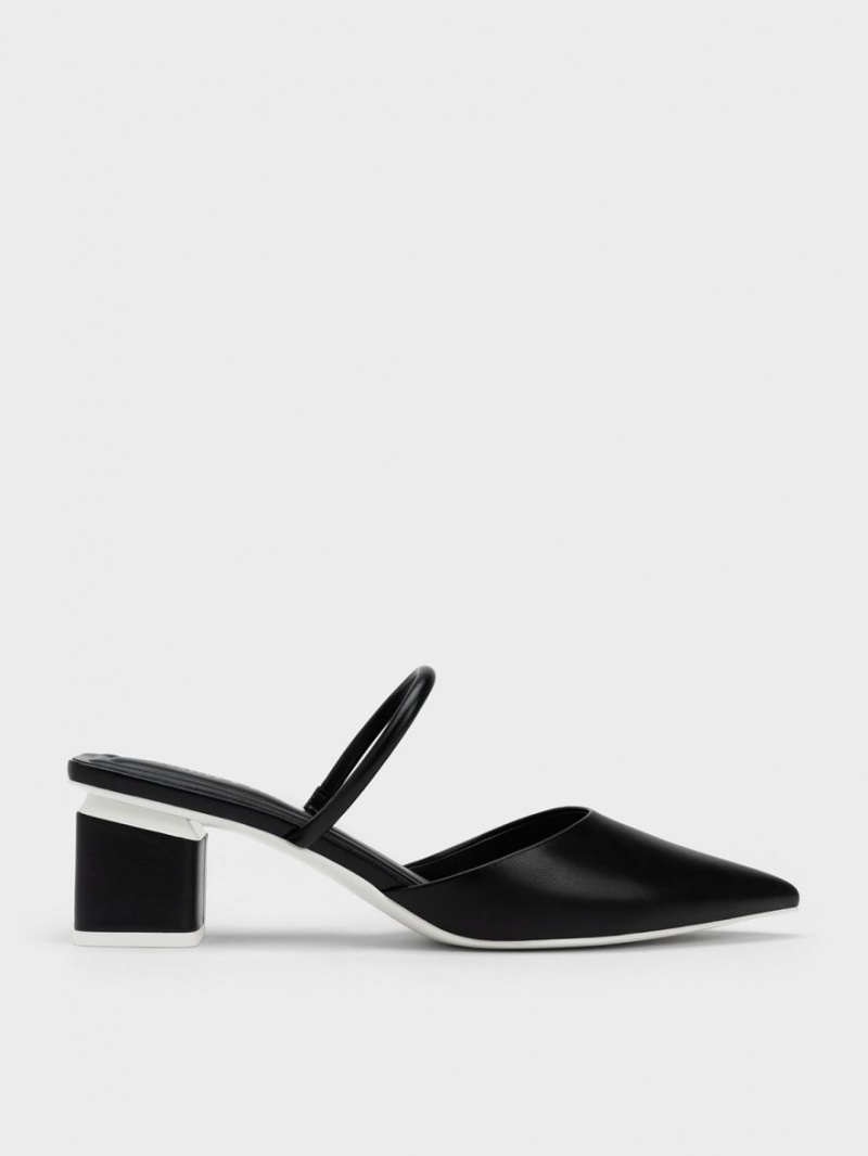 Charles & Keith Block Heel Mules Schwarz | 248FKAQEN