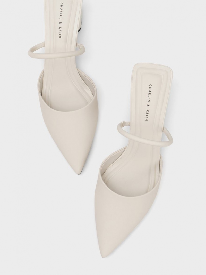 Charles & Keith Block Heel Mules Weiß | 583XVKBAC