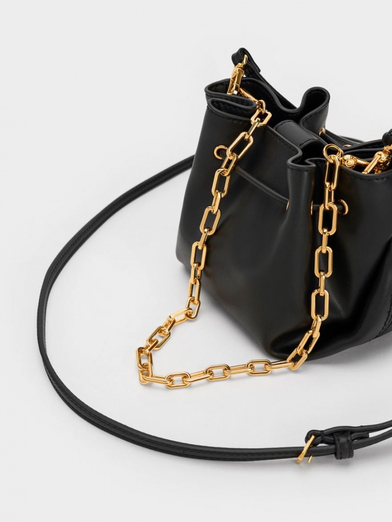 Charles & Keith Boaz Drawstring Top Handtasche Schwarz | 571TPJRLQ