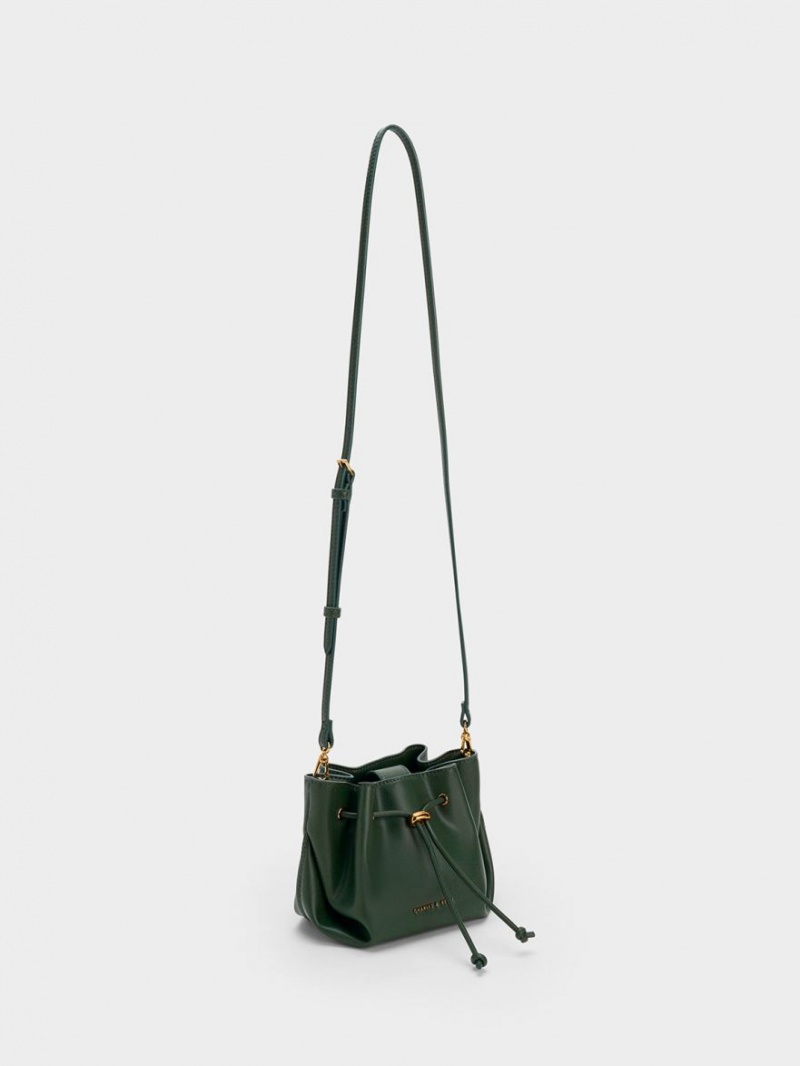 Charles & Keith Boaz Drawstring Top Handtasche Dunkelgrün | 045RAQDPY