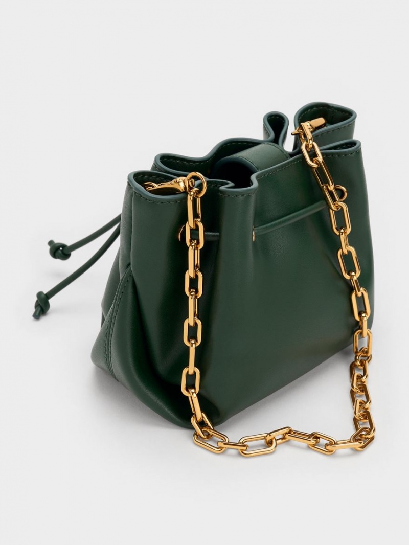 Charles & Keith Boaz Drawstring Top Handtasche Dunkelgrün | 045RAQDPY