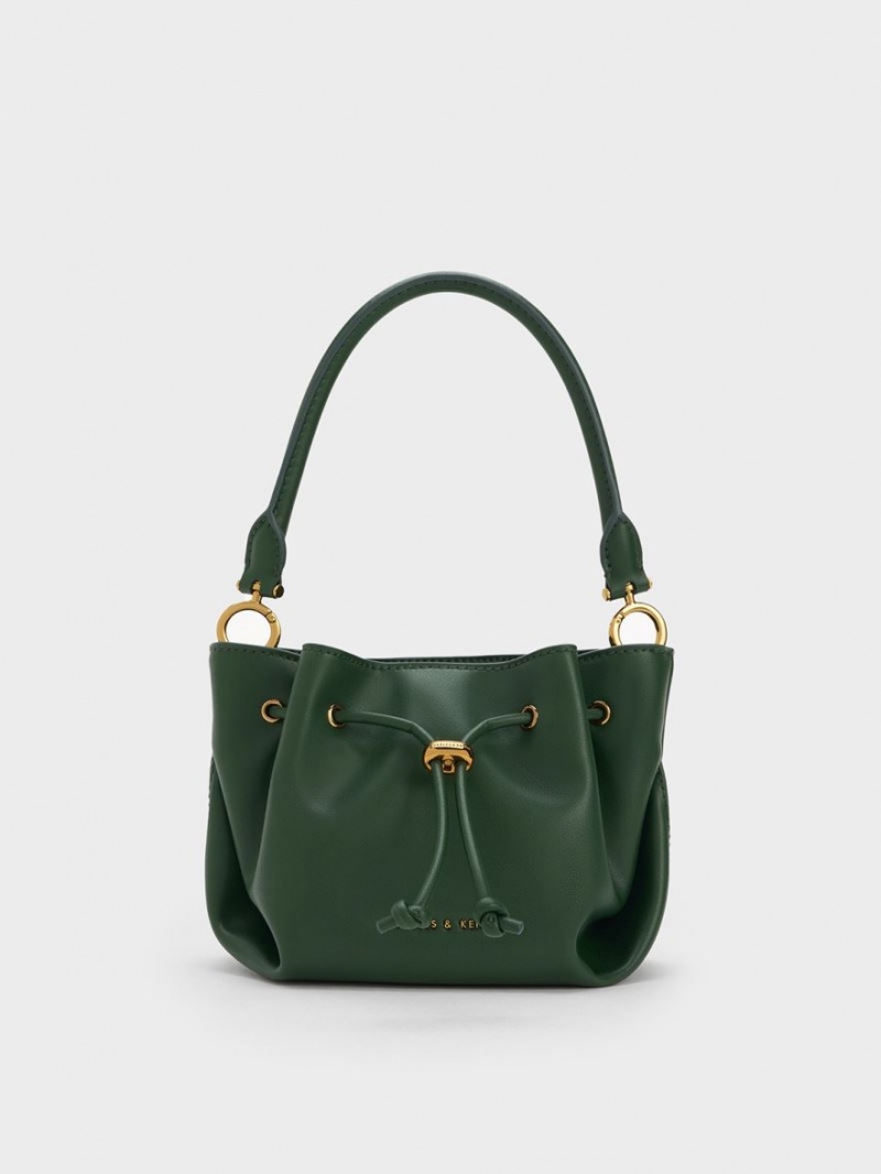 Charles & Keith Boaz Drawstring Top Handtasche Dunkelgrün | 045RAQDPY