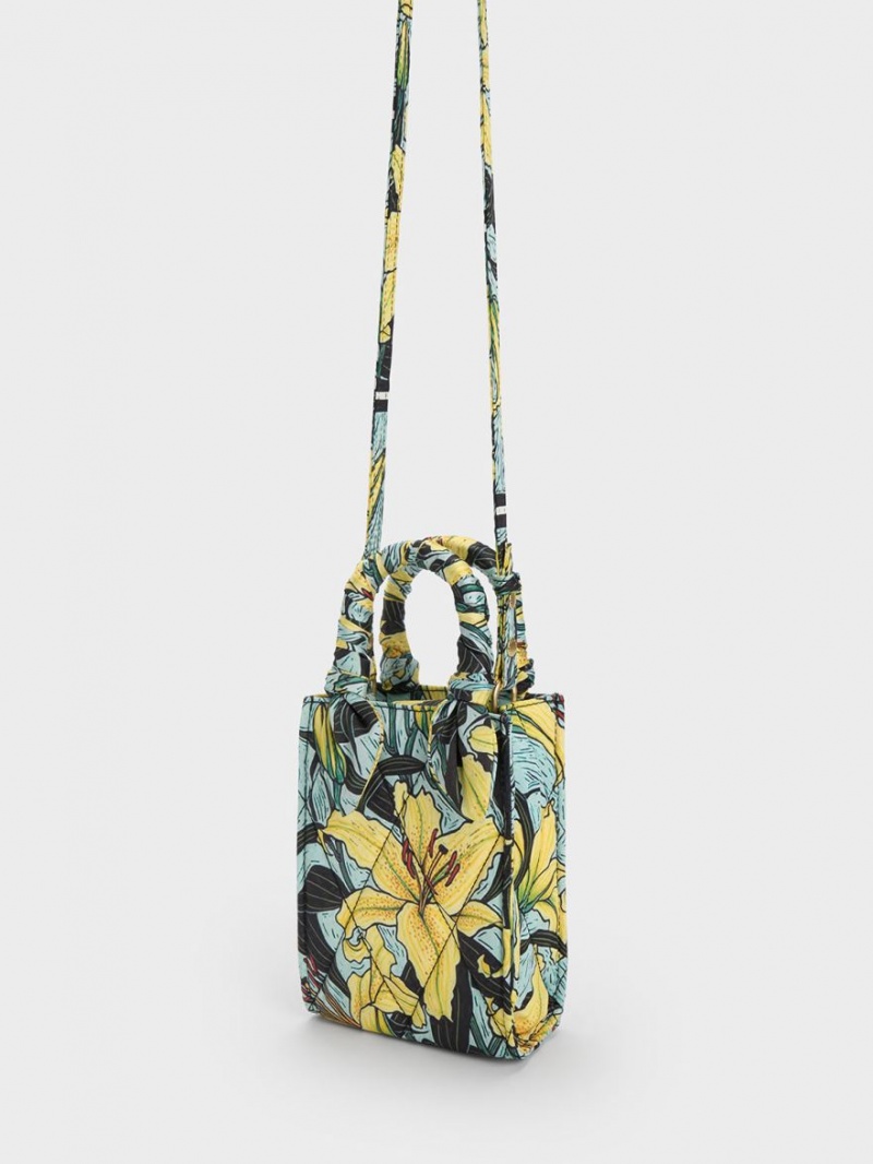 Charles & Keith Botanical Print Fabric Tragetaschen Mehrfarbig | 609ZNRHBO