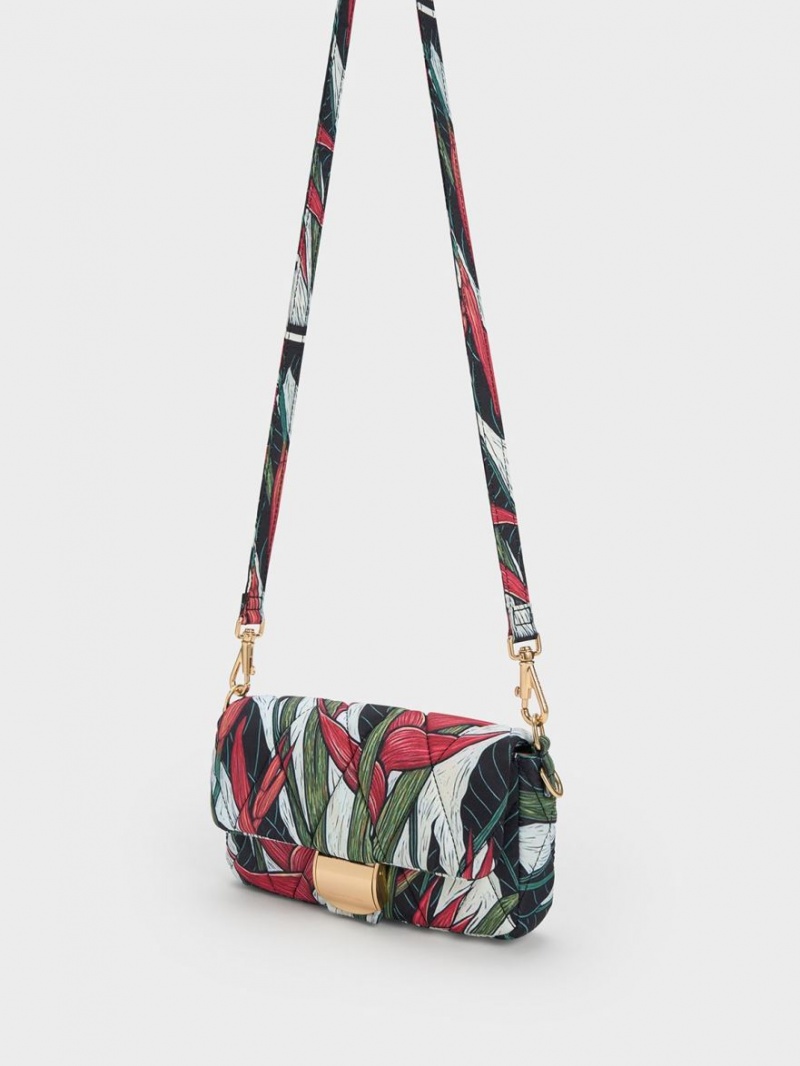 Charles & Keith Botanical Print Fabric Wrapped Handtasche Mehrfarbig | 986MNYZIA