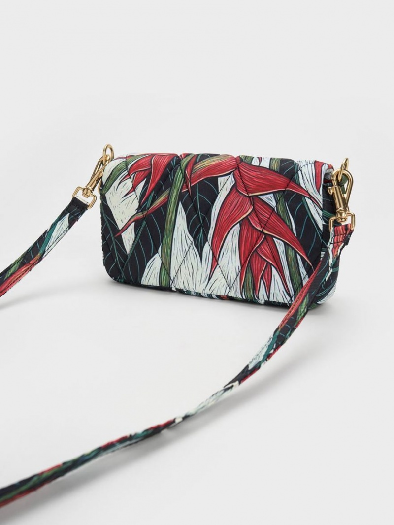 Charles & Keith Botanical Print Fabric Wrapped Handtasche Mehrfarbig | 986MNYZIA