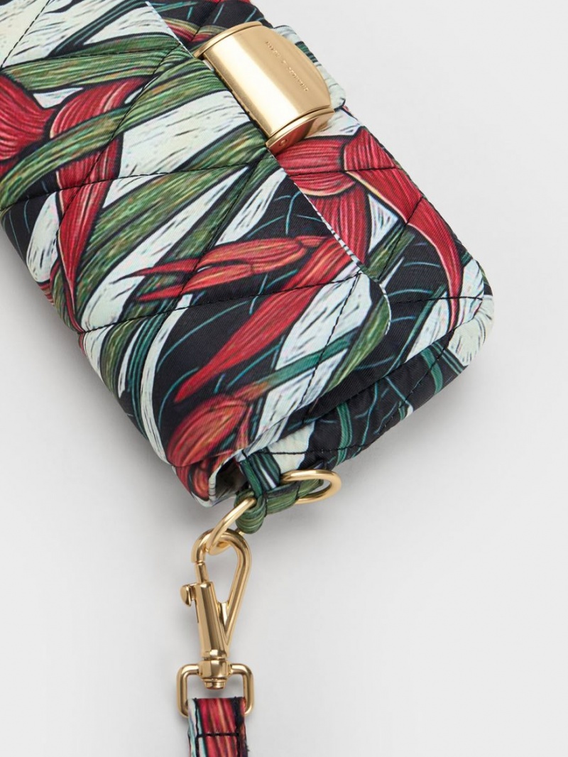 Charles & Keith Botanical Print Fabric Wrapped Handtasche Mehrfarbig | 986MNYZIA