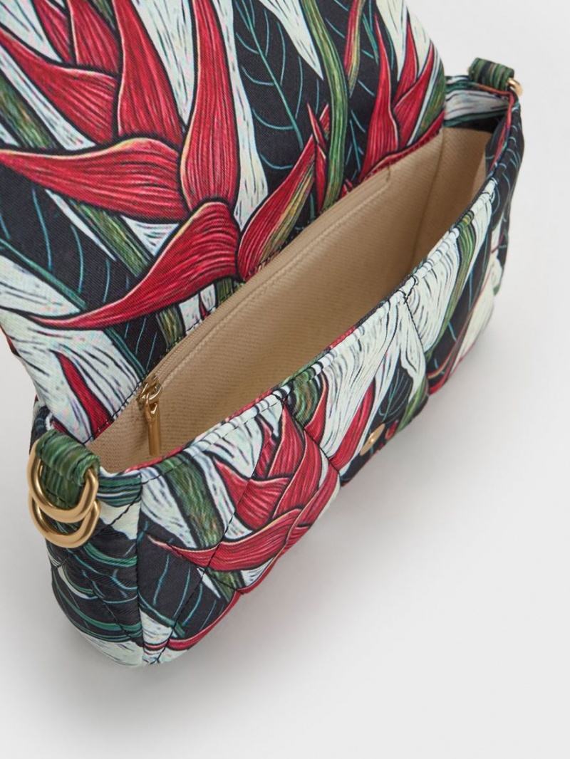 Charles & Keith Botanical Print Fabric Wrapped Handtasche Mehrfarbig | 986MNYZIA