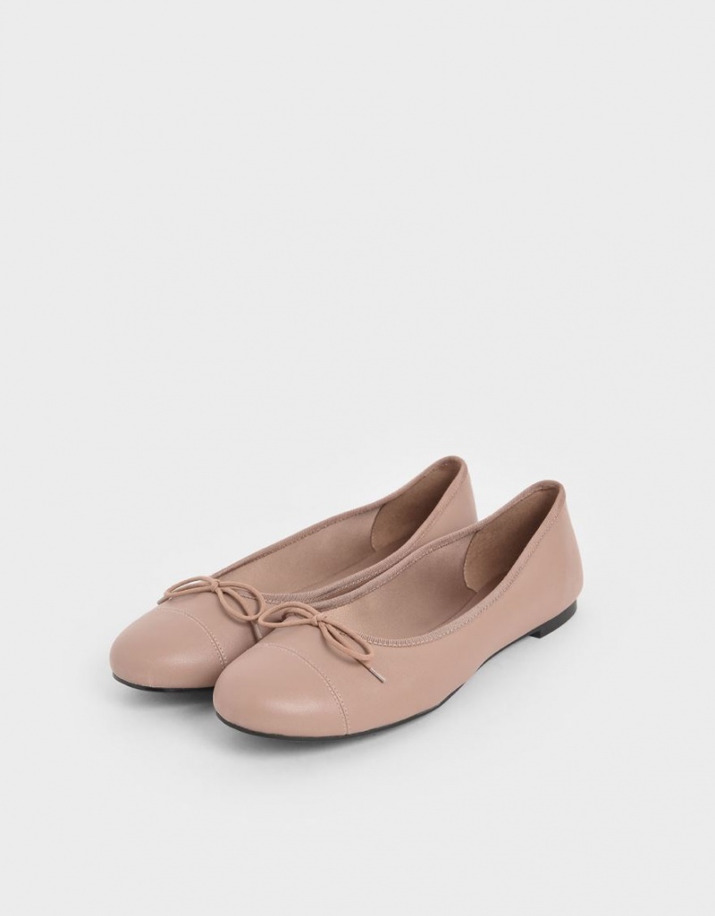 Charles & Keith Bow Ballerinas Rosa | 630EBIQTF