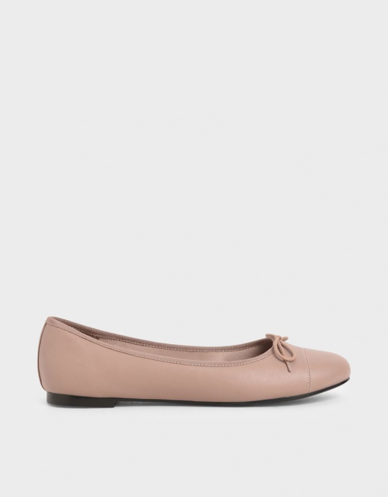 Charles & Keith Bow Ballerinas Rosa | 630EBIQTF