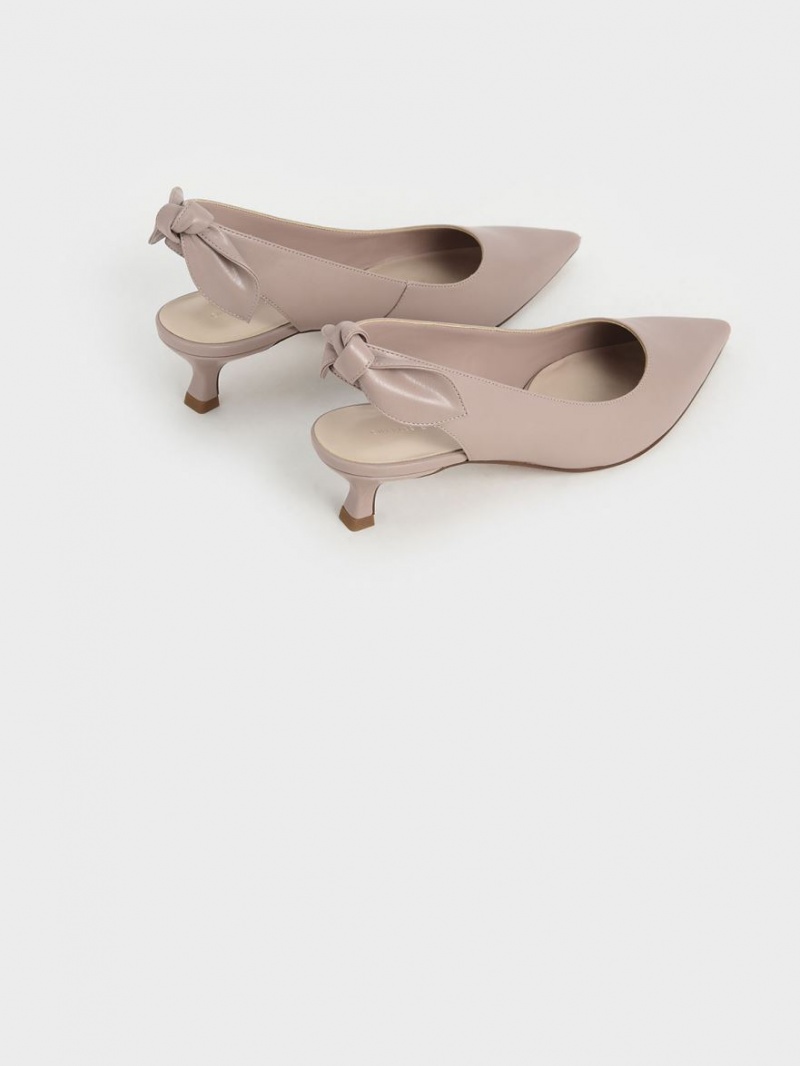 Charles & Keith Bow Slingback Pumps Rosa | 201FTPGEO