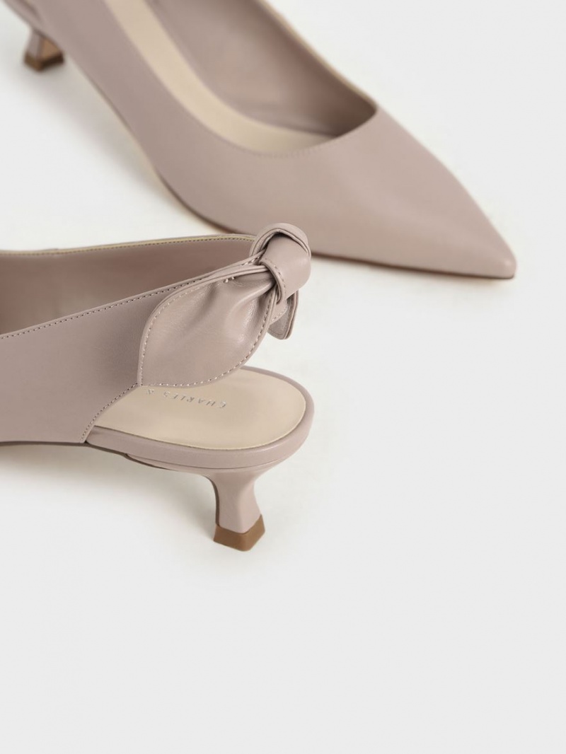 Charles & Keith Bow Slingback Pumps Rosa | 201FTPGEO