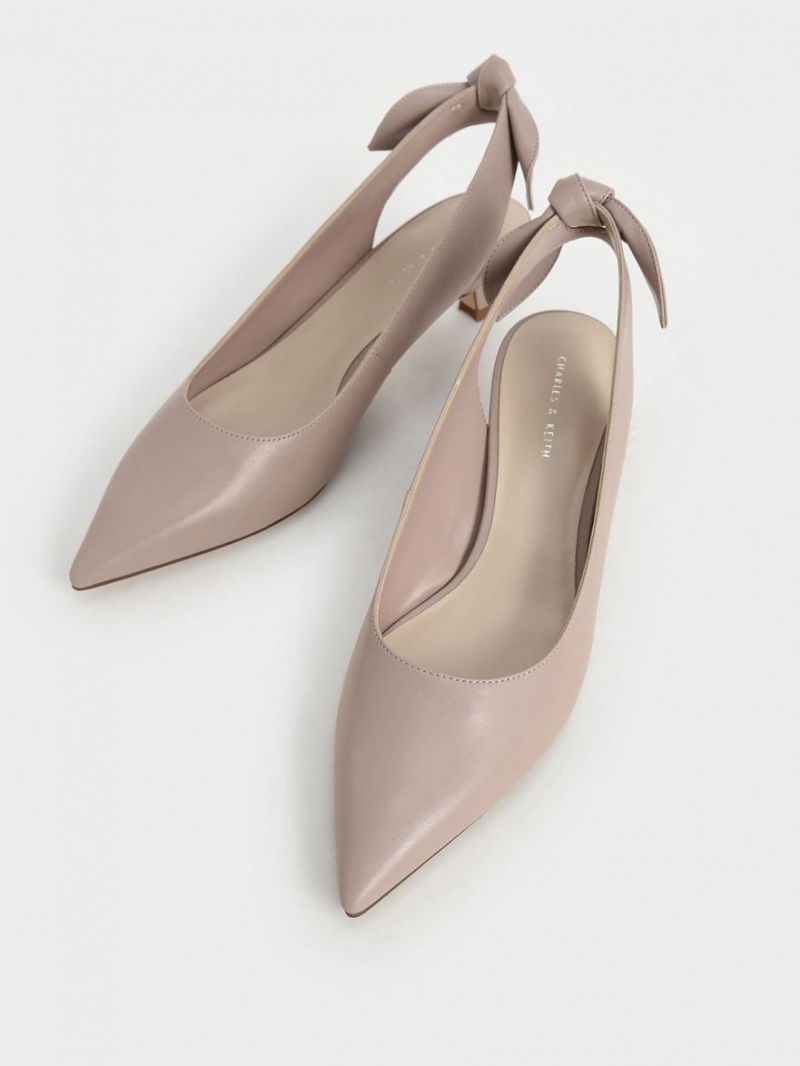 Charles & Keith Bow Slingback Pumps Rosa | 201FTPGEO