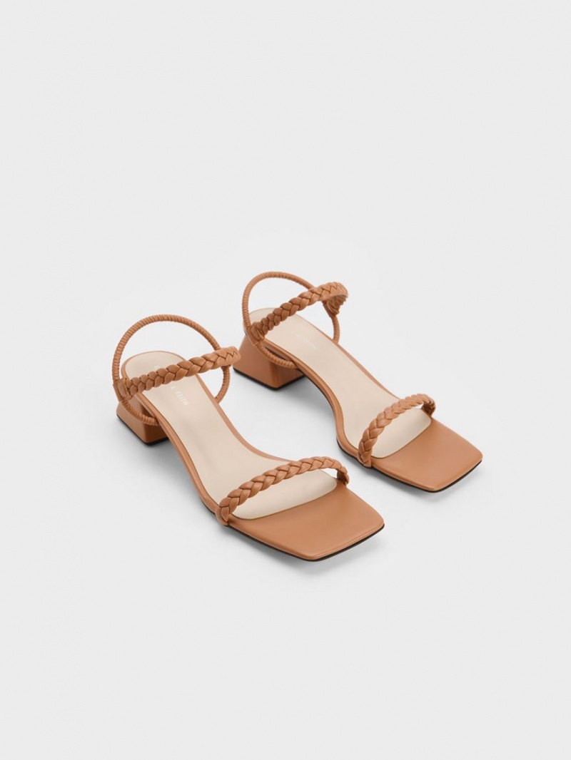 Charles & Keith Braided Back Riemchensandalen Braun | 834SWZJKH