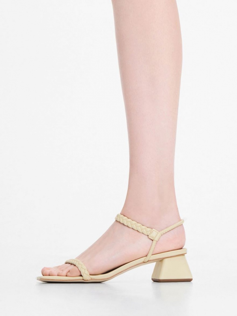 Charles & Keith Braided Back Riemchensandalen Gelb | 195IKGWHL