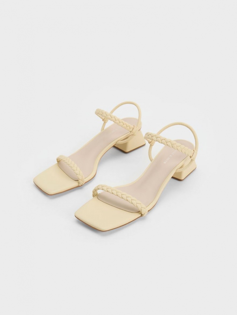 Charles & Keith Braided Back Riemchensandalen Gelb | 195IKGWHL