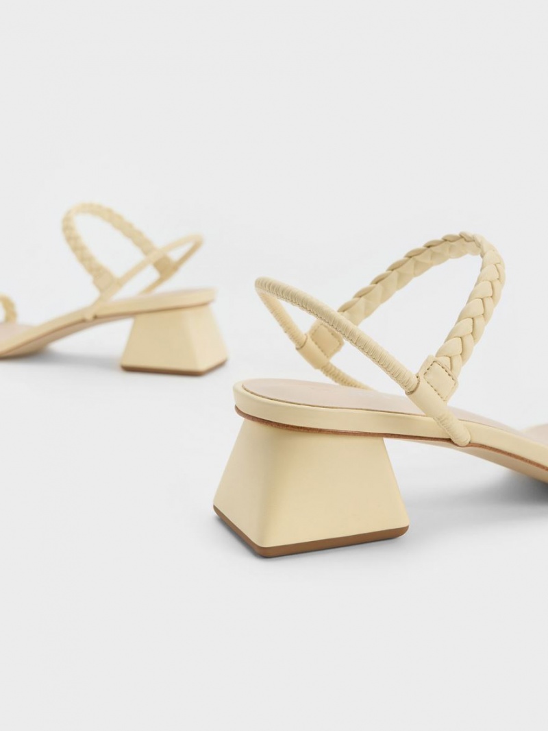 Charles & Keith Braided Back Riemchensandalen Gelb | 195IKGWHL