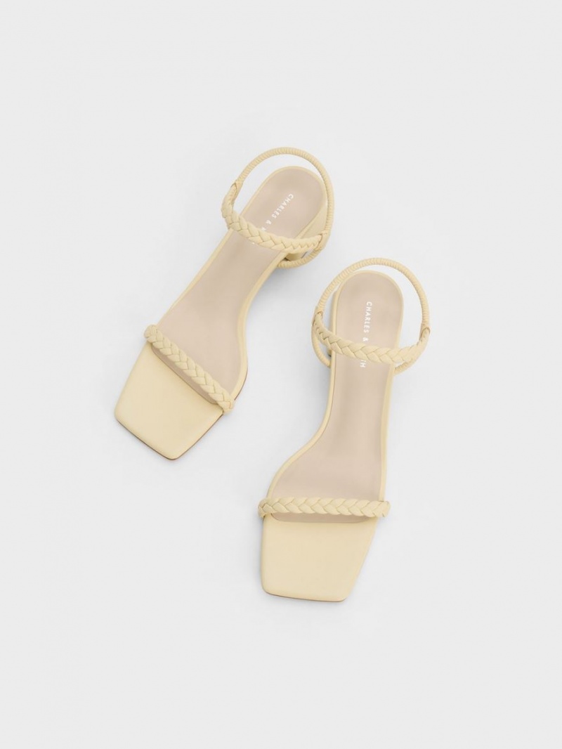 Charles & Keith Braided Back Riemchensandalen Gelb | 195IKGWHL