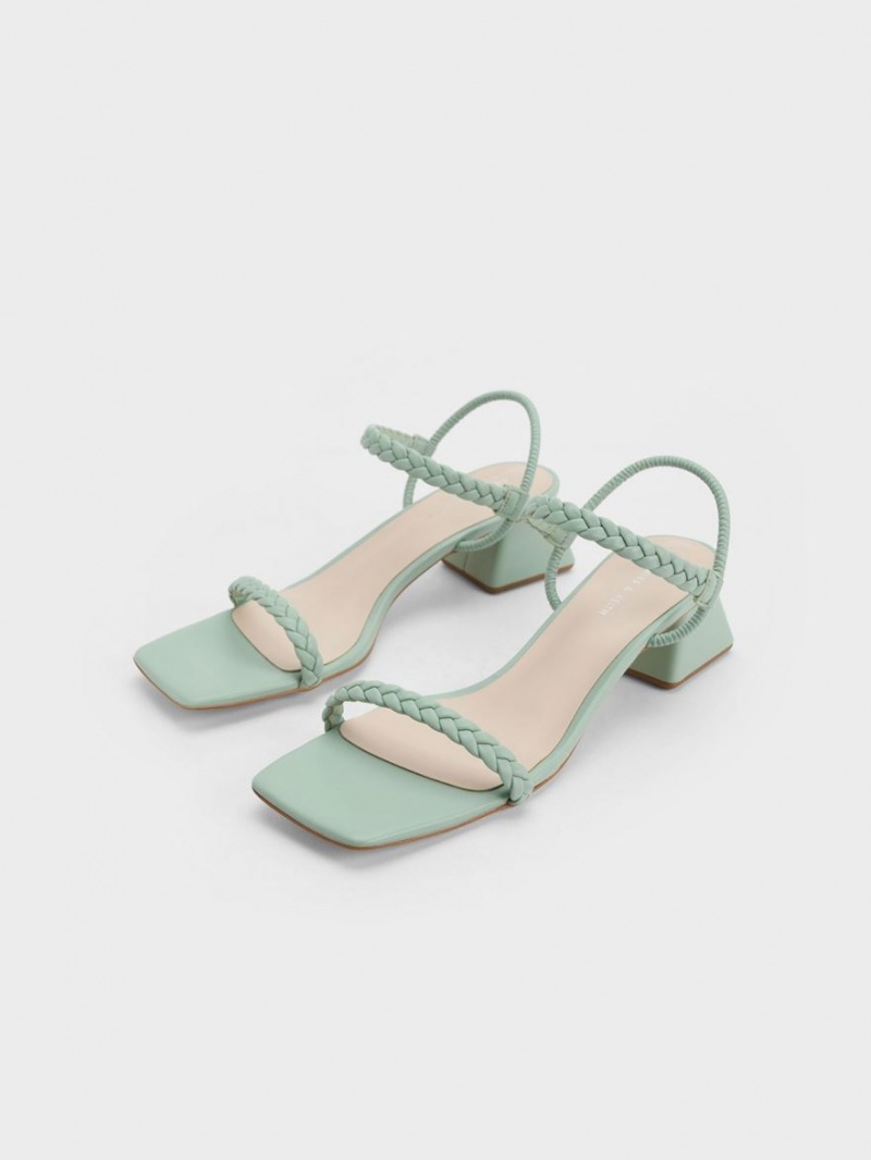 Charles & Keith Braided Back Riemchensandalen Mintfarben | 769NGAJMO