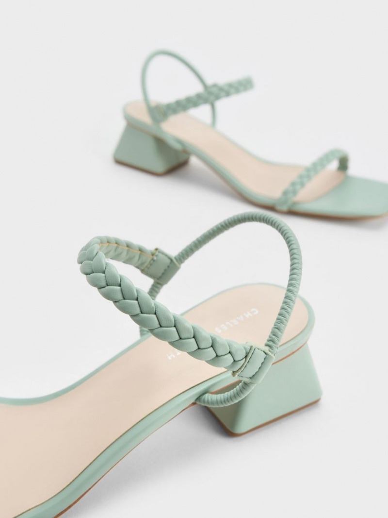 Charles & Keith Braided Back Riemchensandalen Mintfarben | 769NGAJMO