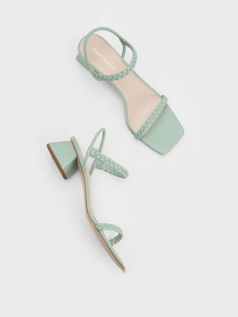 Charles & Keith Braided Back Riemchensandalen Mintfarben | 769NGAJMO