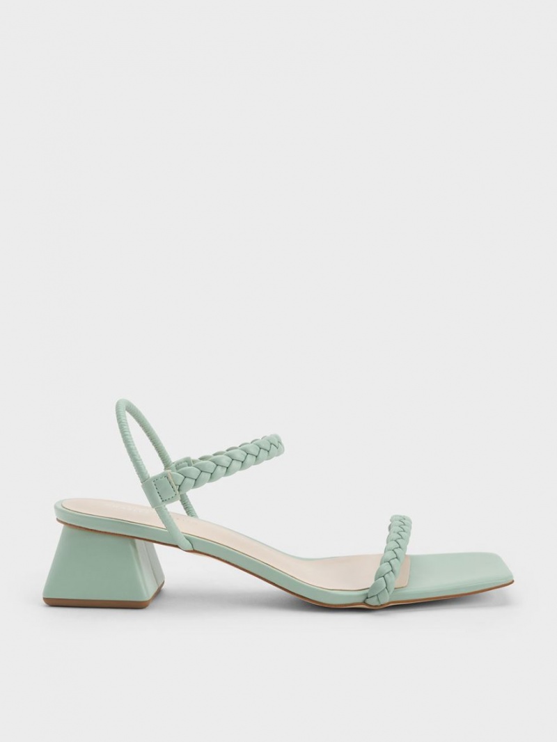 Charles & Keith Braided Back Riemchensandalen Mintfarben | 769NGAJMO