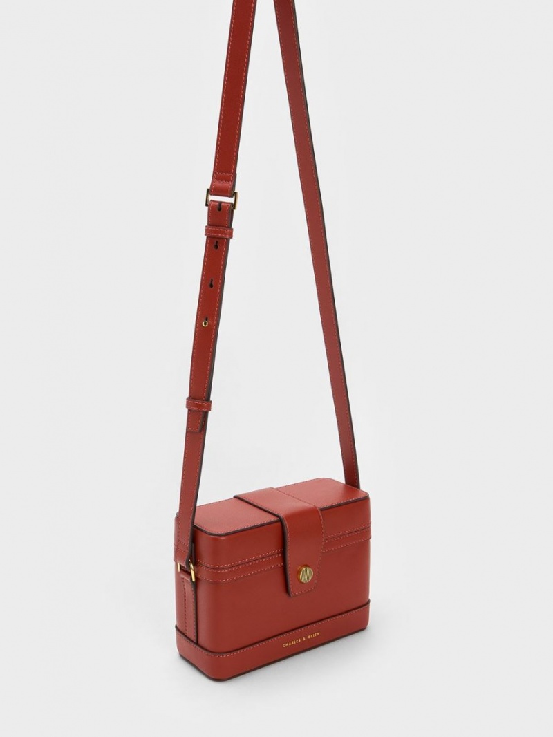 Charles & Keith Bronte Boxy Crossbody Taschen Dunkelrot | 572FNGTRK