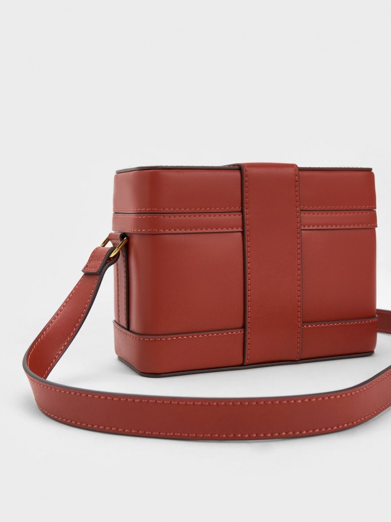 Charles & Keith Bronte Boxy Crossbody Taschen Dunkelrot | 572FNGTRK