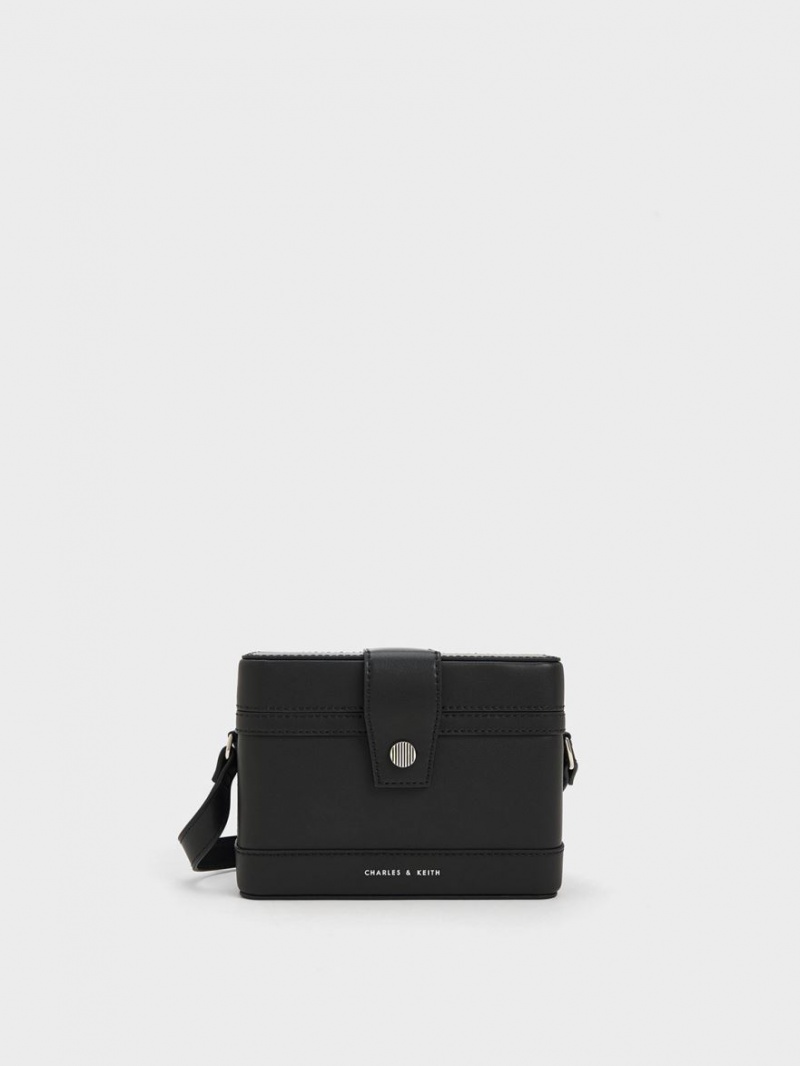 Charles & Keith Bronte Boxy Crossbody Taschen Schwarz | 751RNFMJH