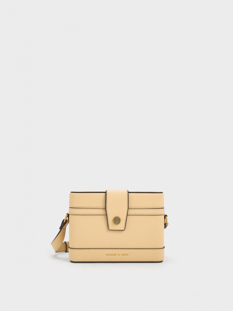 Charles & Keith Bronte Boxy Crossbody Taschen Beige | 053SEPRLV