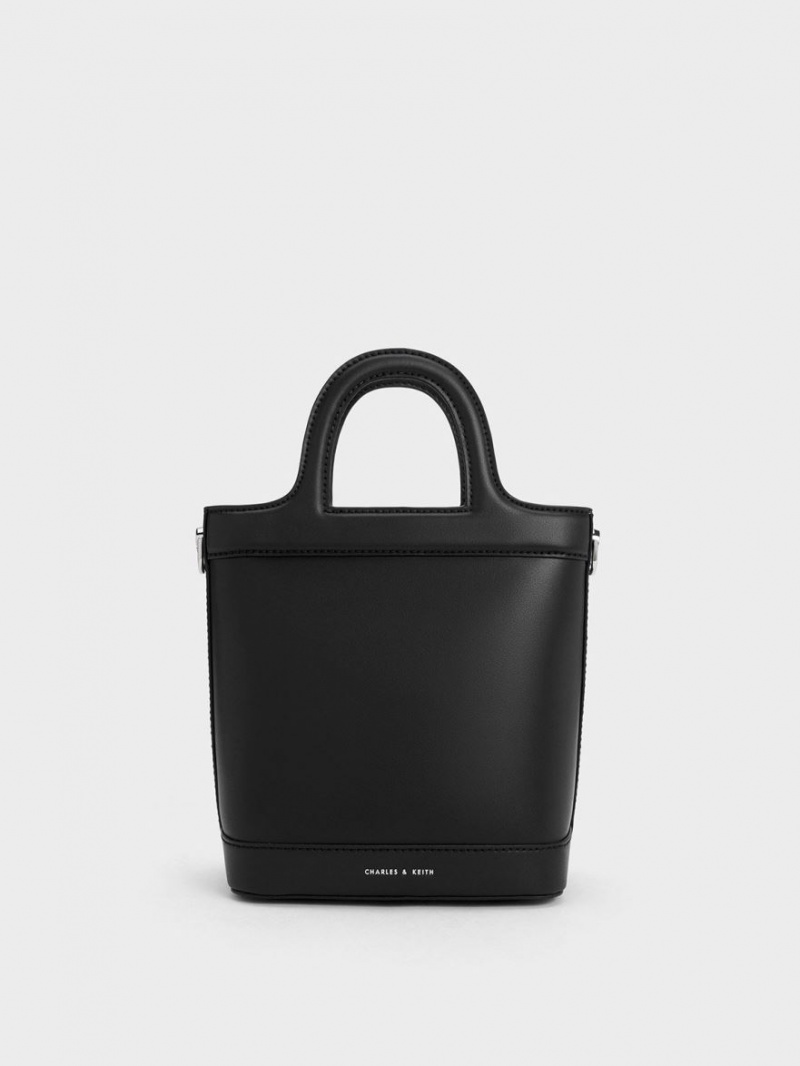 Charles & Keith Bronte Top Handle Bucket Tasche Schwarz | 816XMDPBI