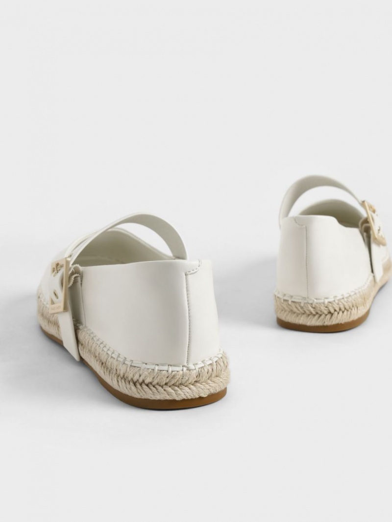 Charles & Keith Buckled Espadrilles Flache Schuhe Weiß | 512HNUFCL