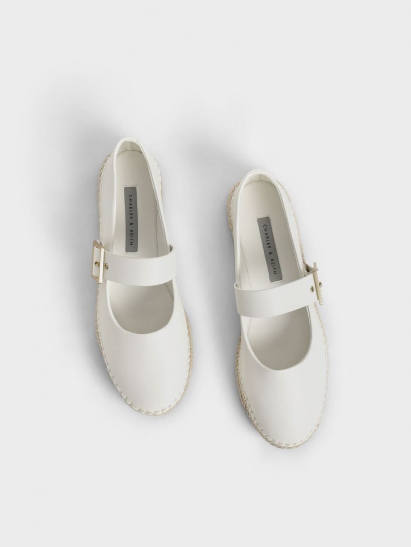 Charles & Keith Buckled Espadrilles Flache Schuhe Weiß | 512HNUFCL