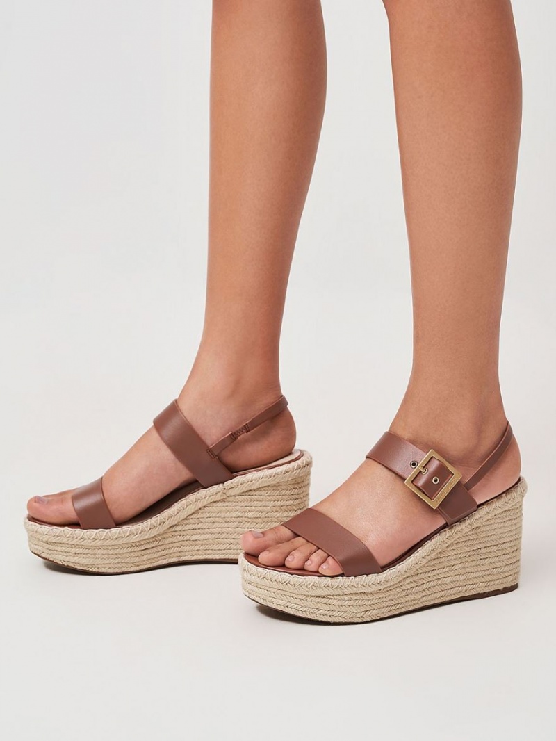 Charles & Keith Buckled Espadrilles Keilabsatz Braun | 049CGWOQU