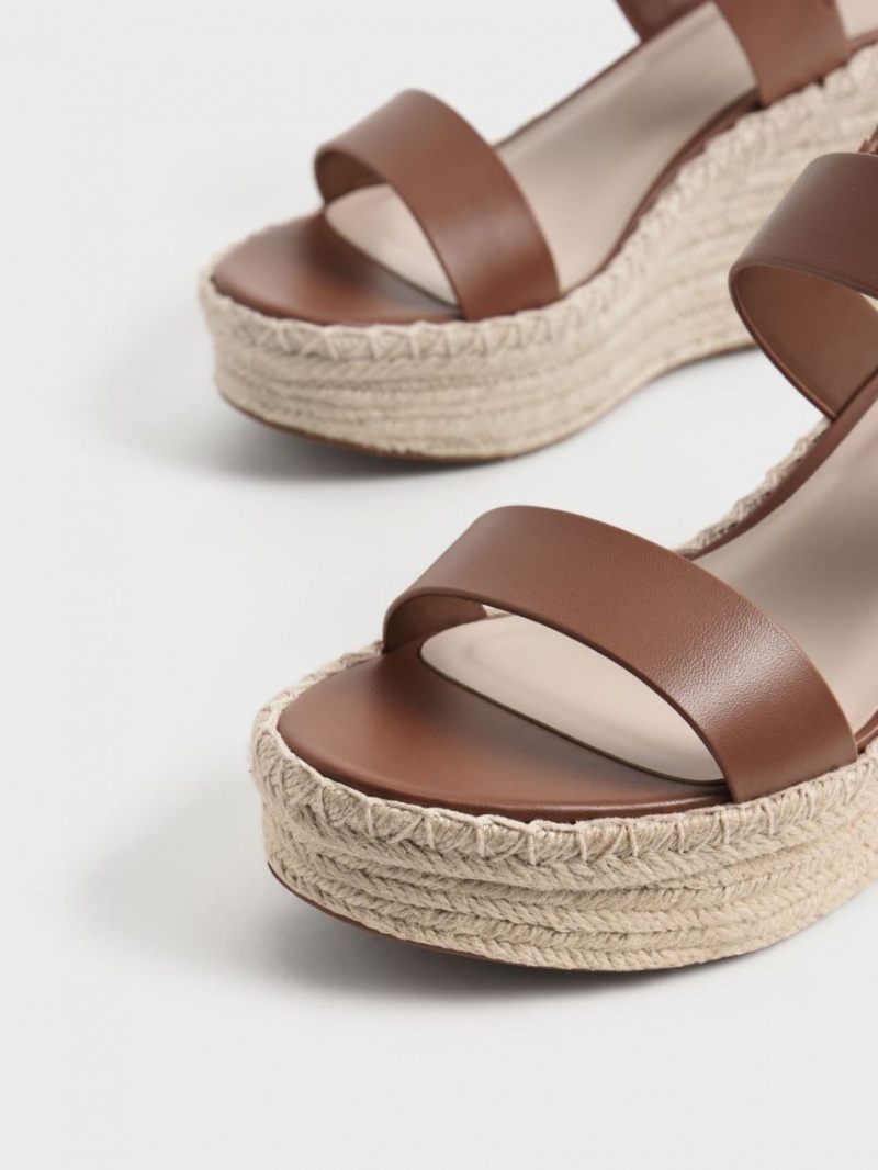 Charles & Keith Buckled Espadrilles Keilabsatz Braun | 049CGWOQU