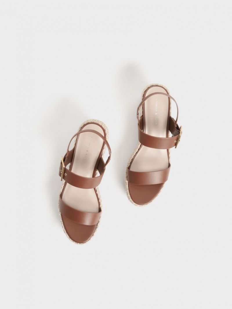 Charles & Keith Buckled Espadrilles Keilabsatz Braun | 049CGWOQU