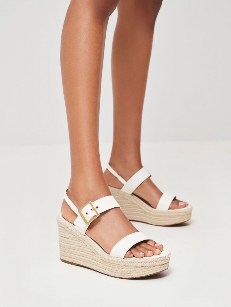 Charles & Keith Buckled Espadrilles Keilabsatz Weiß | 310NEHTCA