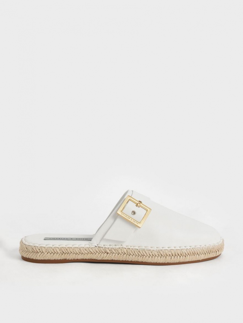 Charles & Keith Buckled Espadrilles Mules Weiß | 476BQMZSP