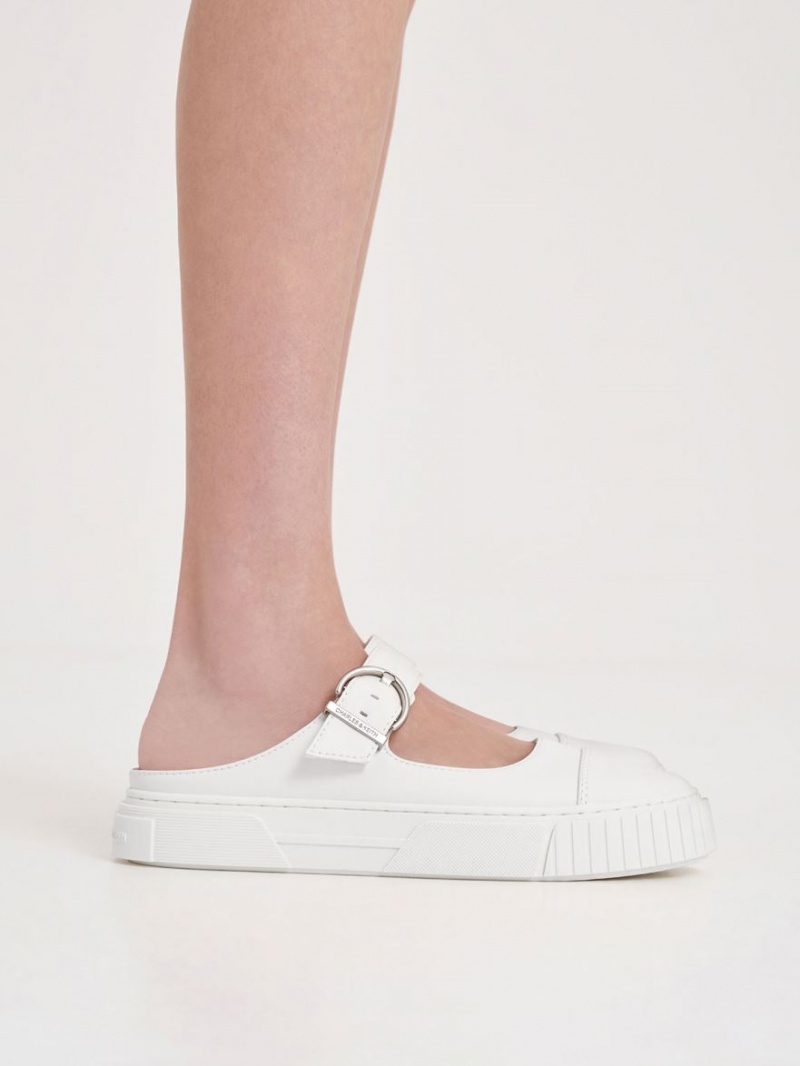 Charles & Keith Buckled Slip On Sneakers Weiß | 634TIKVHC